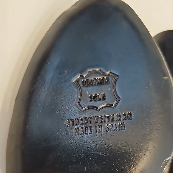 Stuart Weitzman Shimmering Gold Silver Peep-Toe Heels - Picture 6 of 12